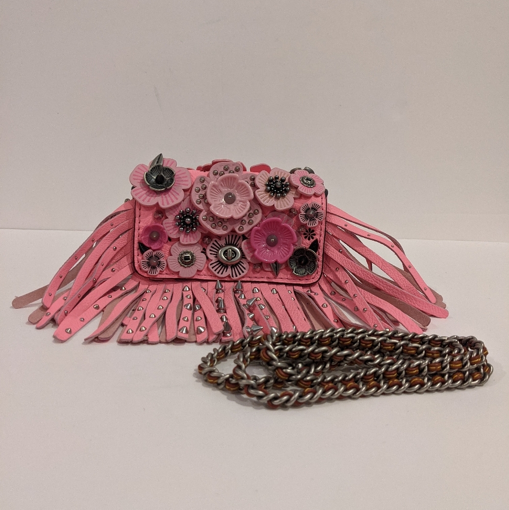 Coach 1941 Dinkier Wild Tea Rose Fringe Pink Crossbody